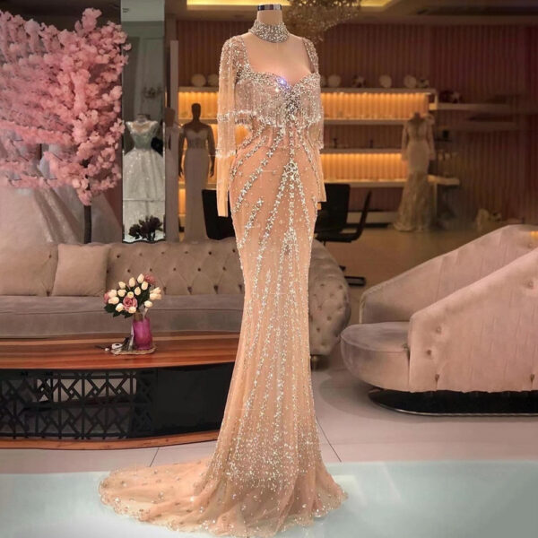 Nove Dress Nude Beaded Mermaid Arabic Evening Dress - Style LA71716 1 - Nove Dress