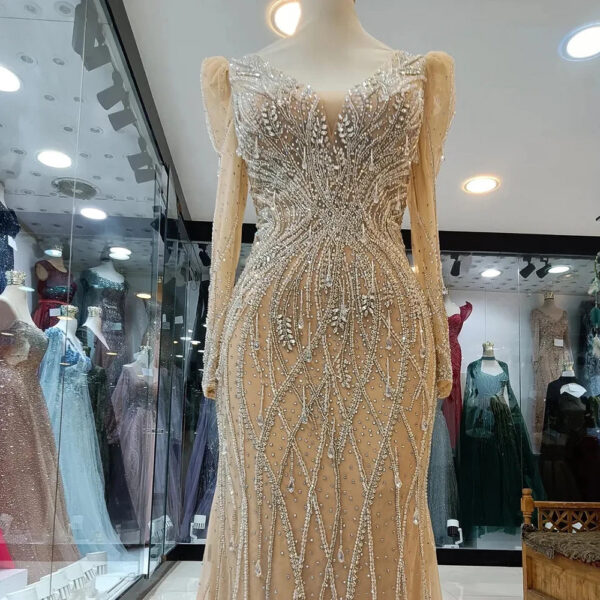 Nove Dress Nude Beaded Mermaid Evening Dress - Style LA72827 1 - Nove Dress