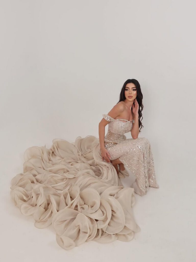 Nove Dress Nude Beaded Mermaid Evening Dress - Style