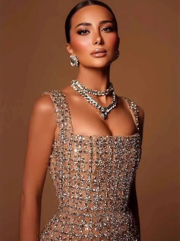 Nove Dress Nude Beaded Mermaid Evening Dress - Style