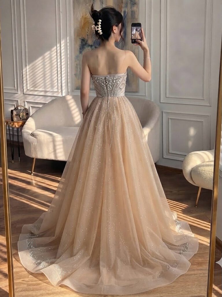 Nove Dress Nude Beaded Mermaid Evening Dress - Style