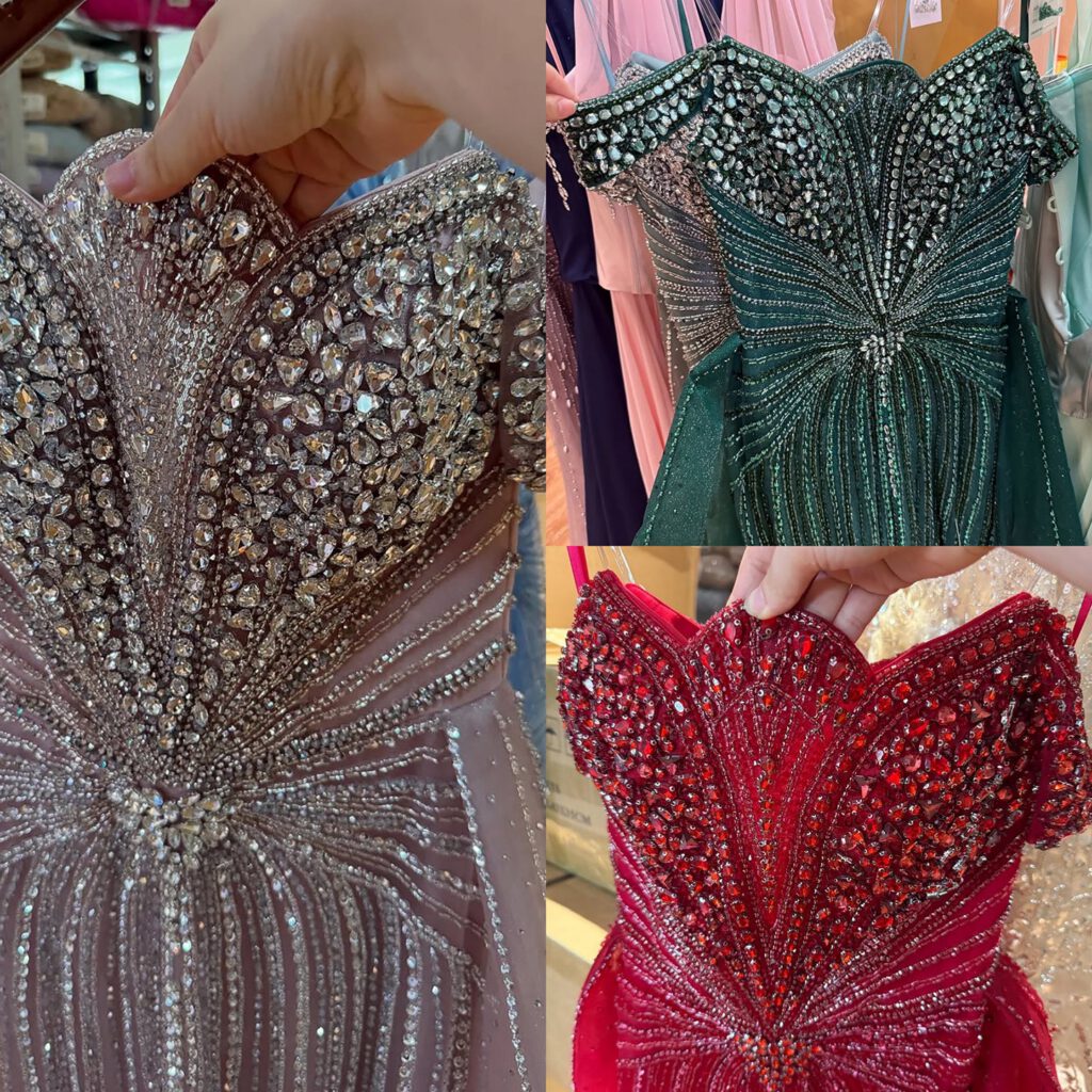 Nove Dress nude Meerjungfrau Abendkleid mit Perlenstickerei und schulterfreiem Schnitt