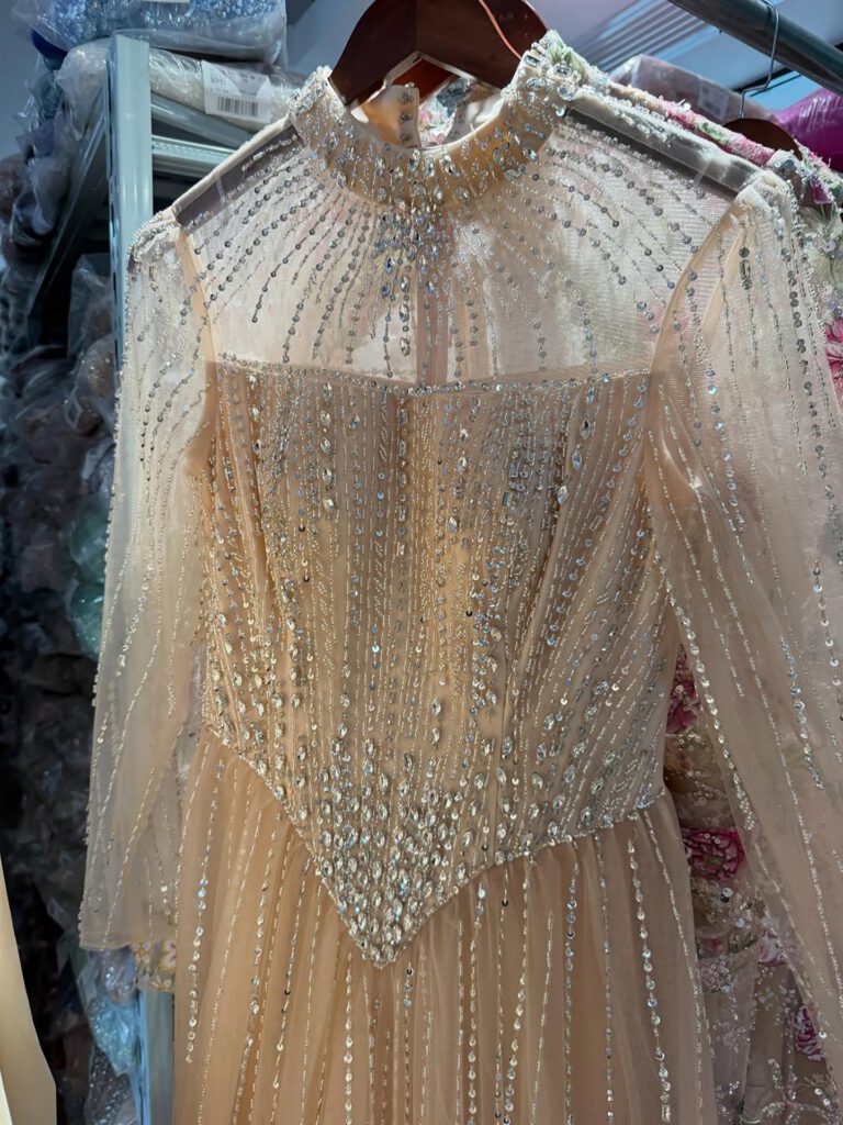 Nove Dress Nude Crystal Beaded A-Line Evening Dress