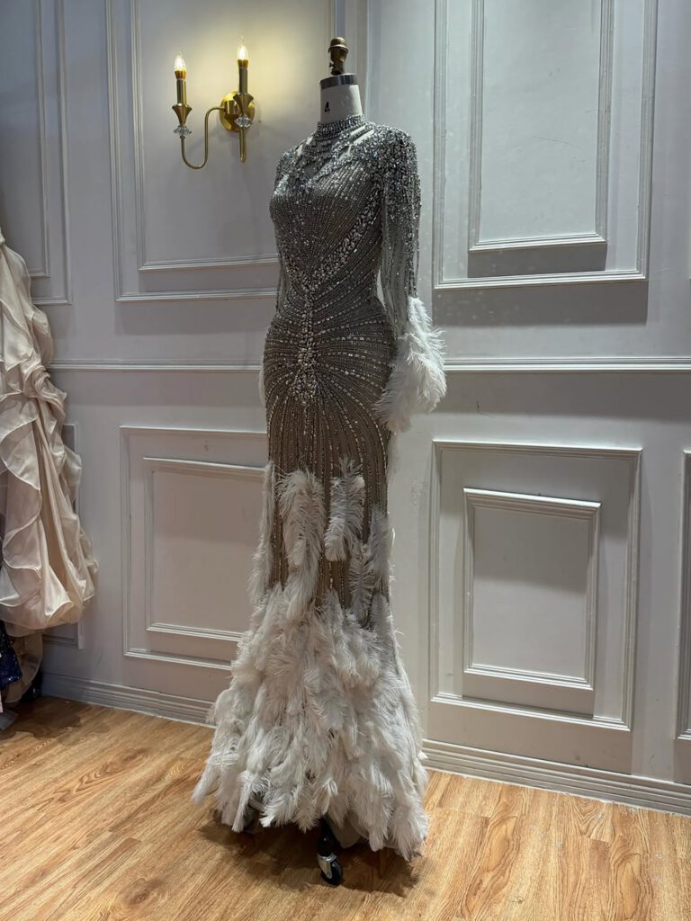 Nove Dress فستان سهرة نود حورية البحر مطعم بالكريستال ريش