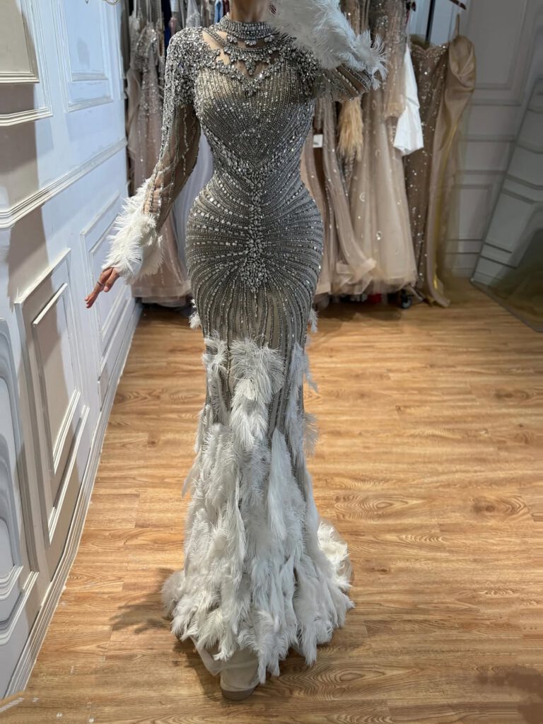 Nove Dress فستان سهرة نود حورية البحر مطعم بالكريستال ريش