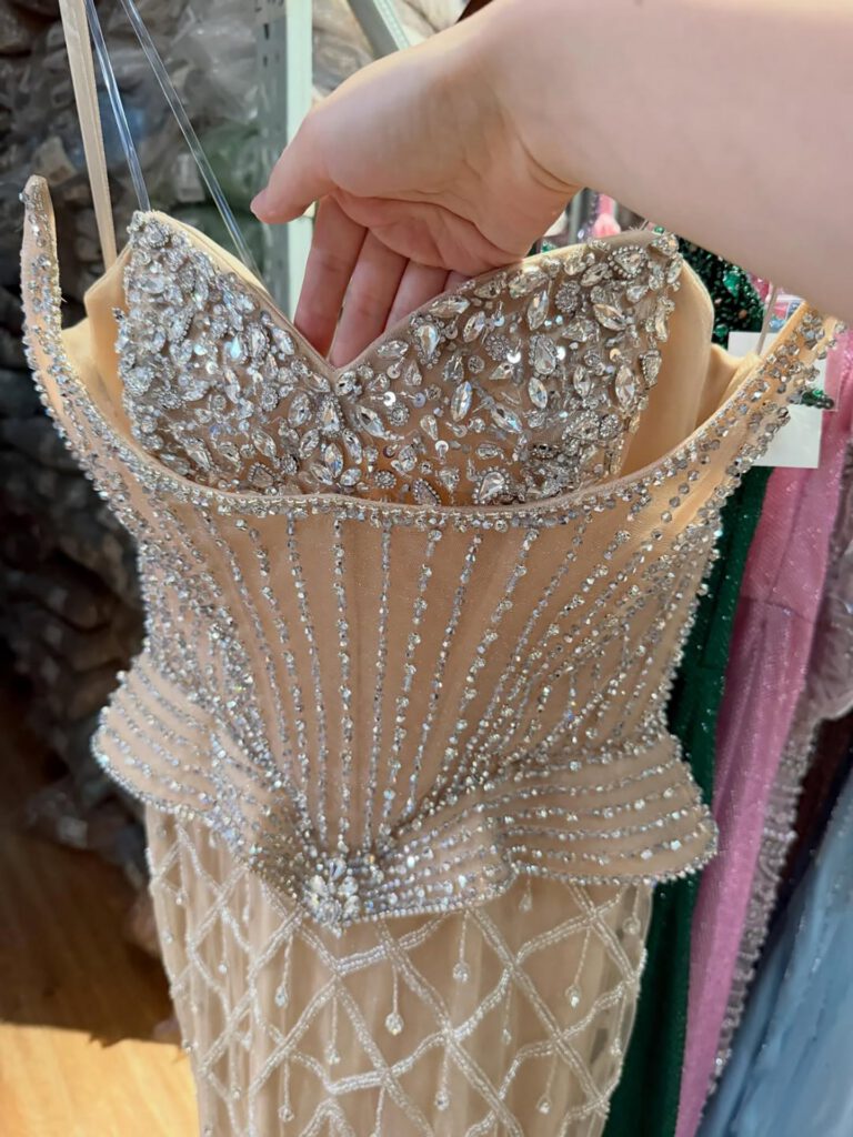 Nove Dress Nude Crystal Beaded Mermaid Evening Dress - Style