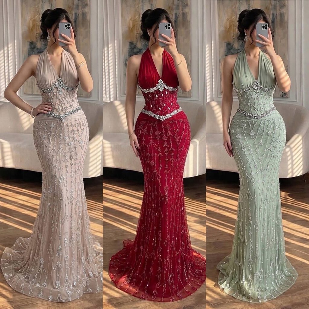Nove Dress nude Meerjungfrau Abendkleid mit Kristallbesatz