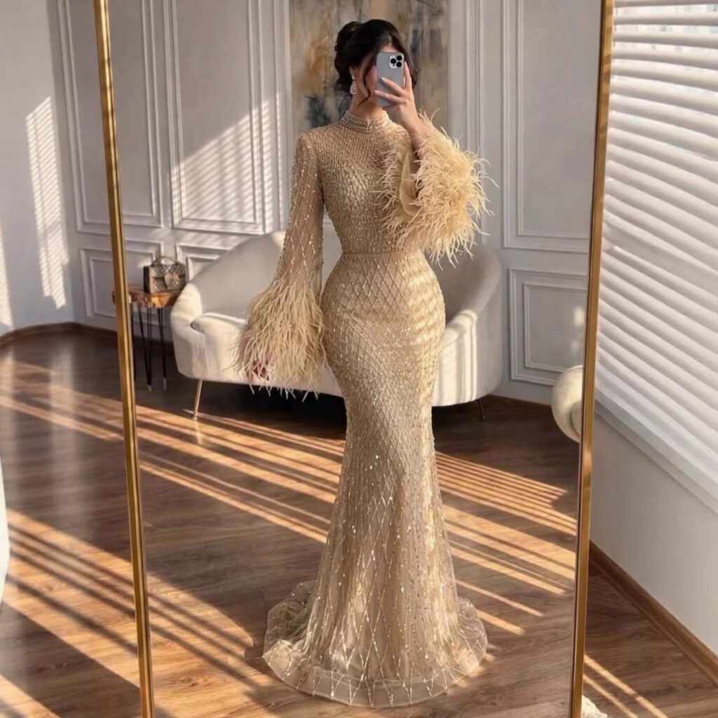 Nove Dress Nude Mermaid Evening Dress