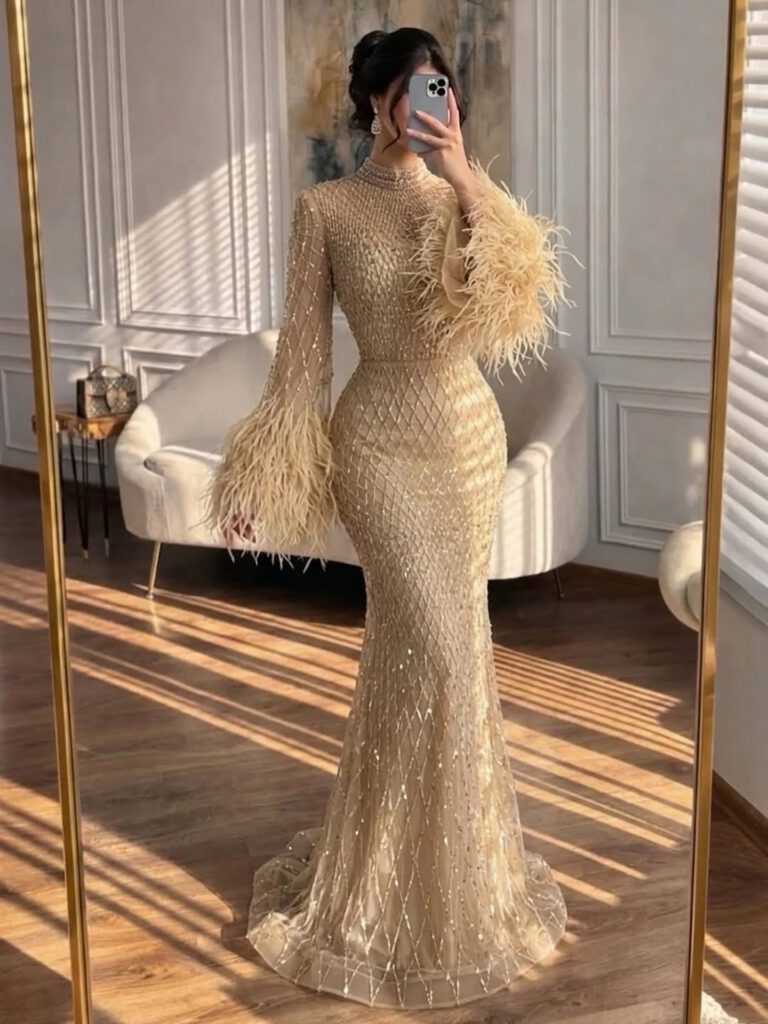 Nove Dress Nude Mermaid Evening Dress