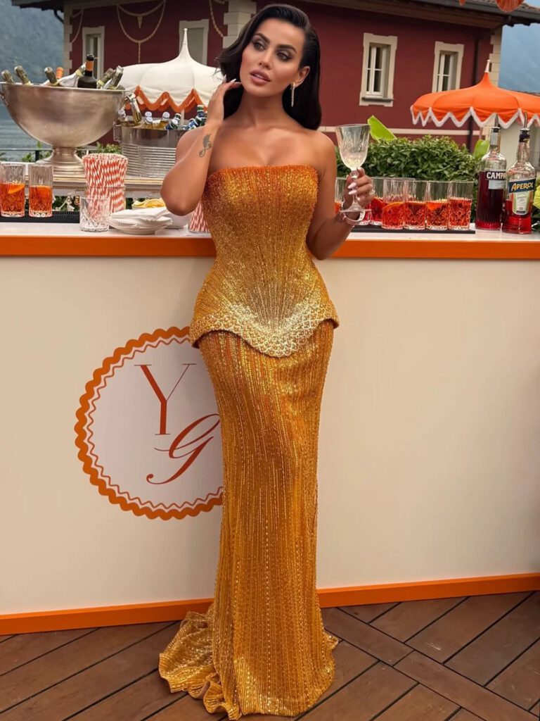 Nove Dress orange zweiteilig Abendkleid im arabischen Stil