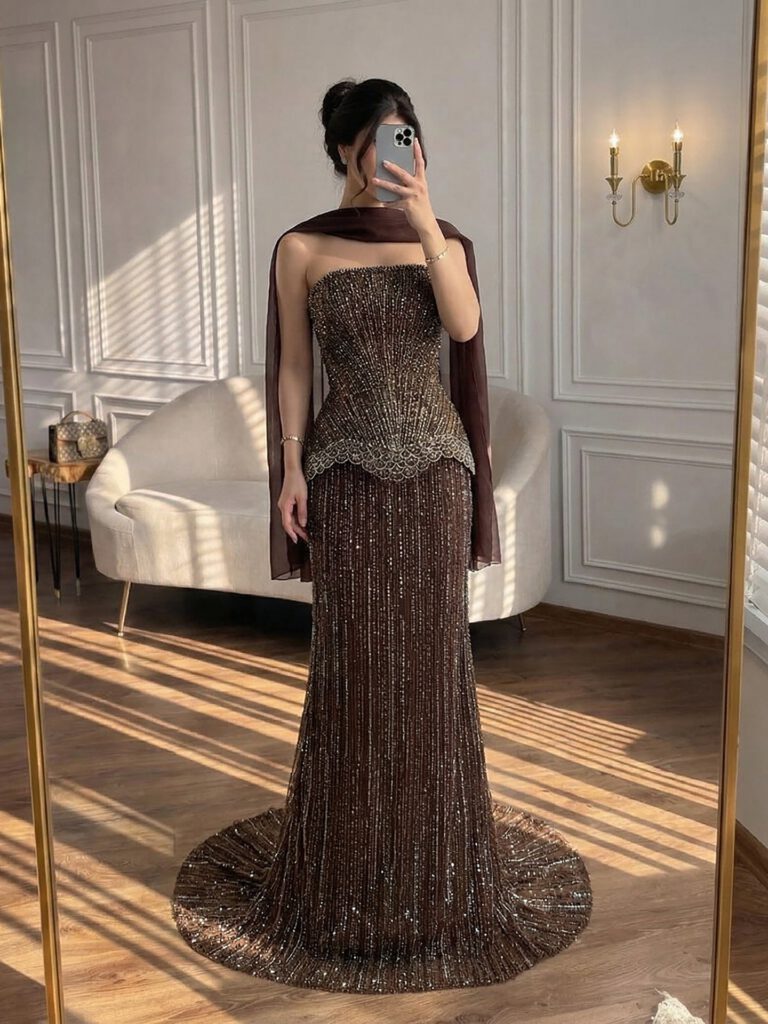 Nove Dress orange zweiteilig Abendkleid im arabischen Stil