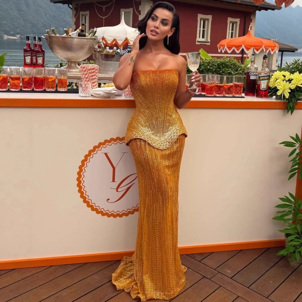 Nove Dress orange zweiteilig Abendkleid im arabischen Stil