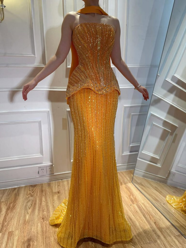 Nove Dress orange zweiteilig Abendkleid im arabischen Stil