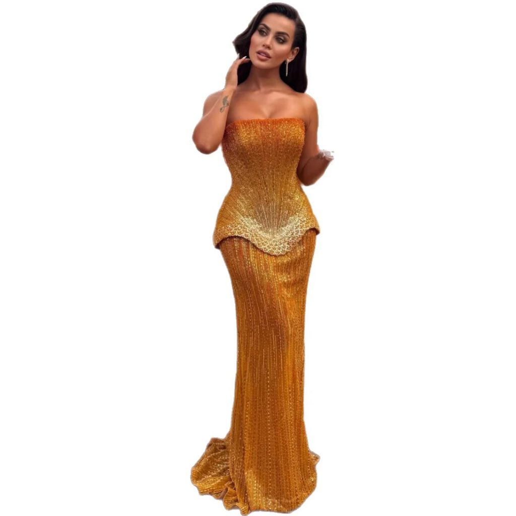 Nove Dress orange zweiteilig Abendkleid im arabischen Stil