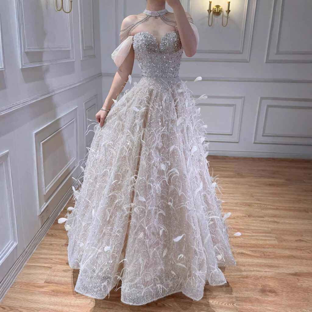 Nove Dress Pink Beaded Ball Gown Evening Dress