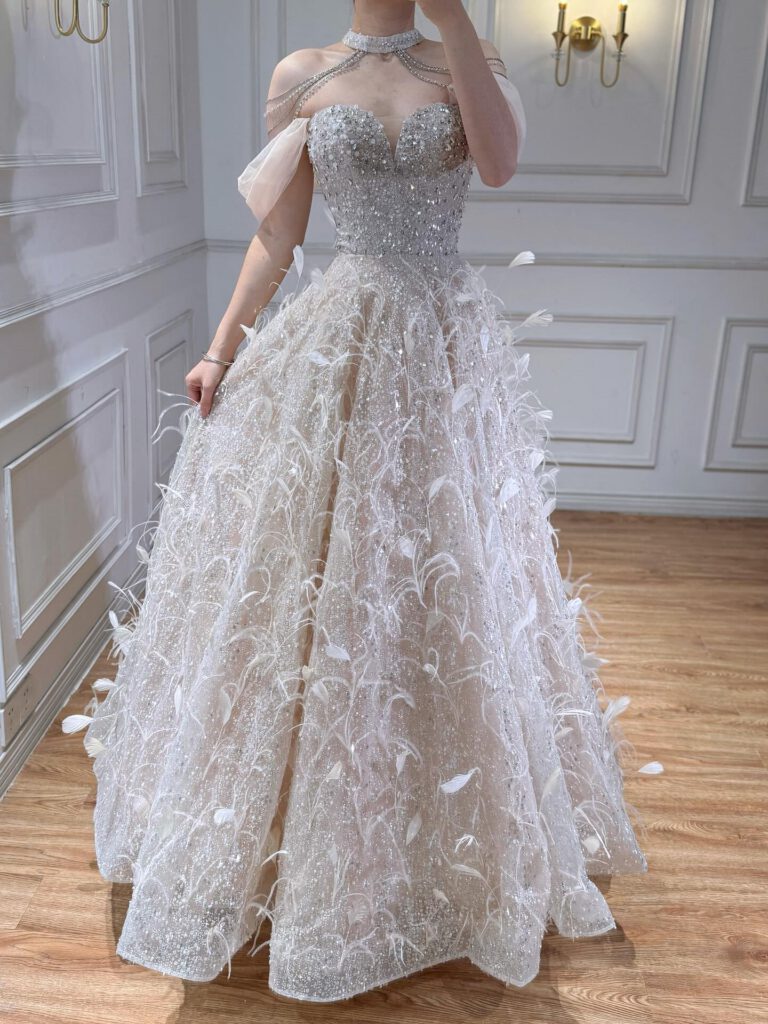 Nove Dress Pink Beaded Ball Gown Evening Dress