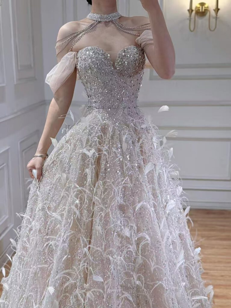 Nove Dress Pink Beaded Ball Gown Evening Dress