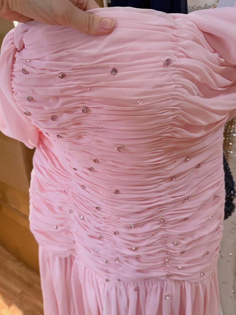 Nove Dress Pink Beaded Chiffon A-Line Evening Dress