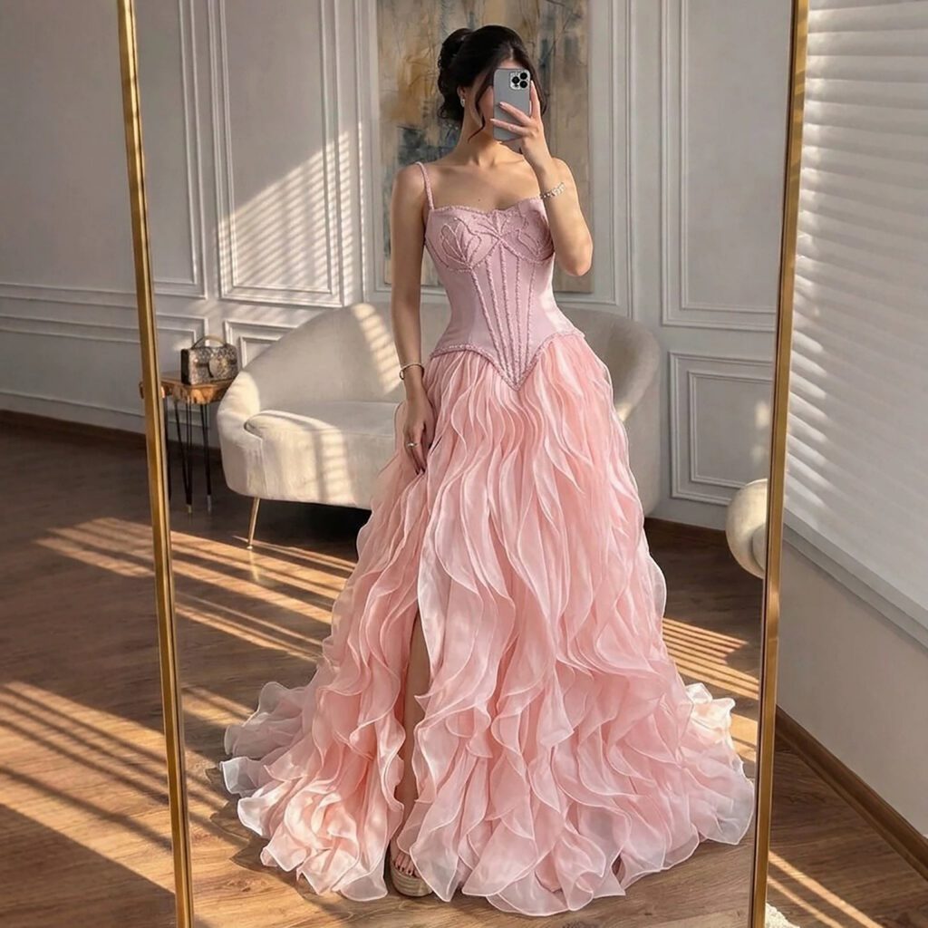 Nove Dress Pink Beaded Evening Dress