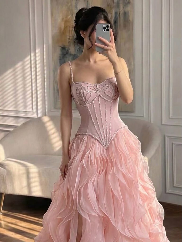 Nove Dress Pink Beaded Evening Dress