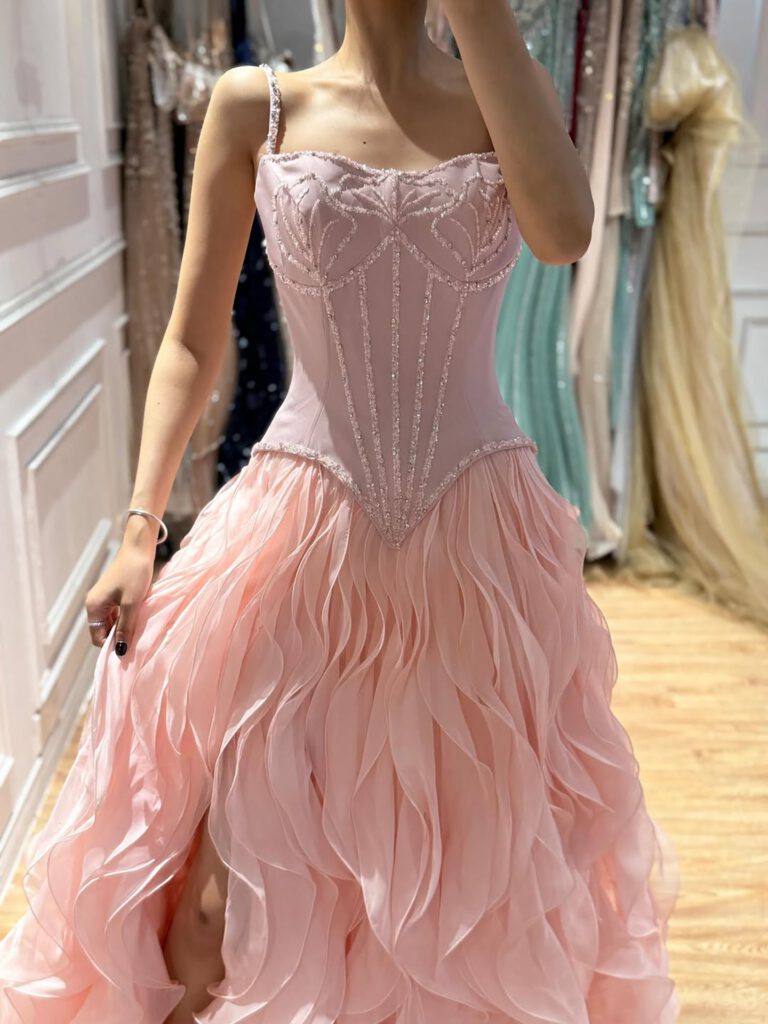 Nove Dress Pink Beaded Evening Dress