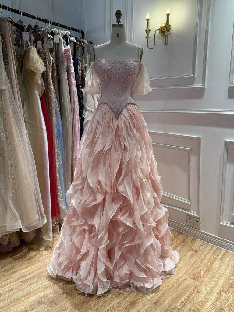Nove Dress Pink Beaded Evening Dress