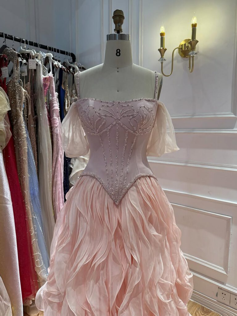 Nove Dress Pink Beaded Evening Dress