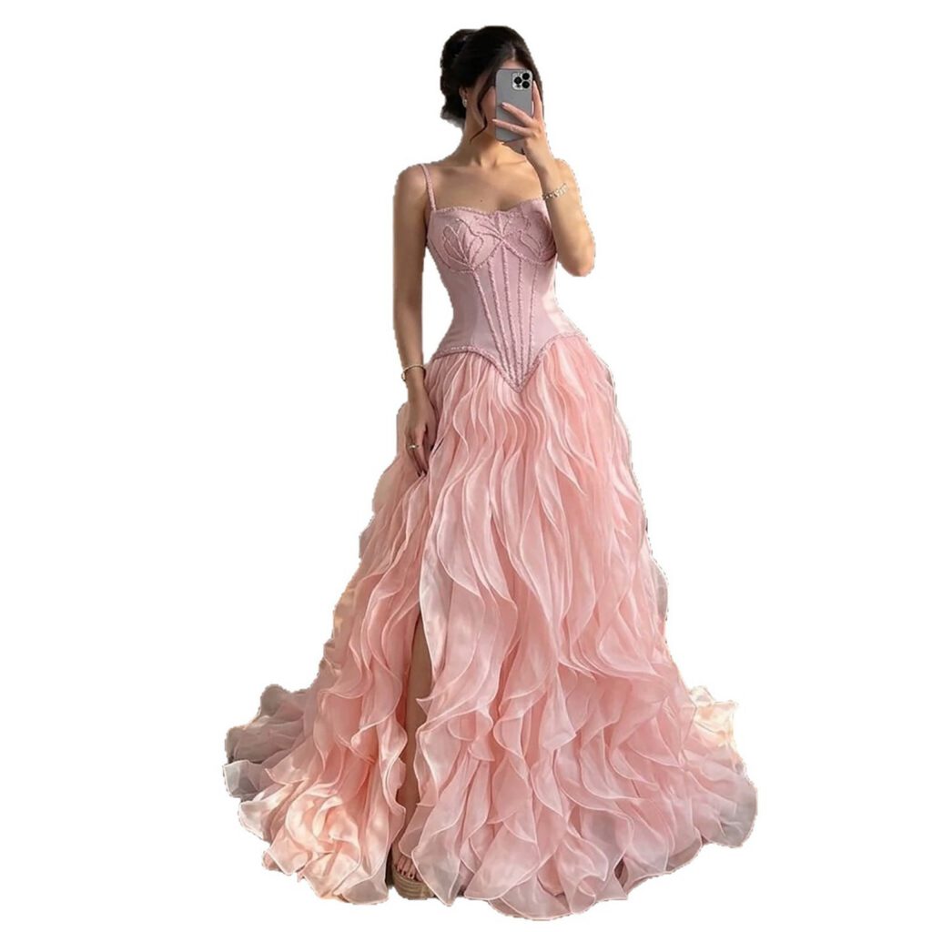 Nove Dress Pink Beaded Evening Dress