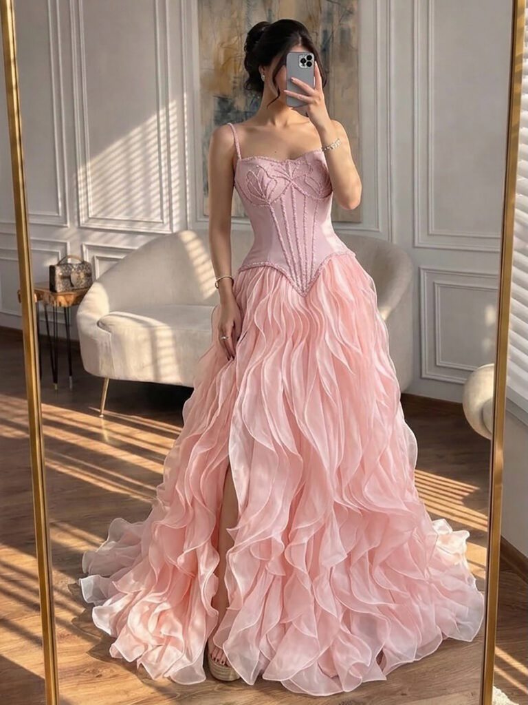 Nove Dress Pink Beaded Evening Dress