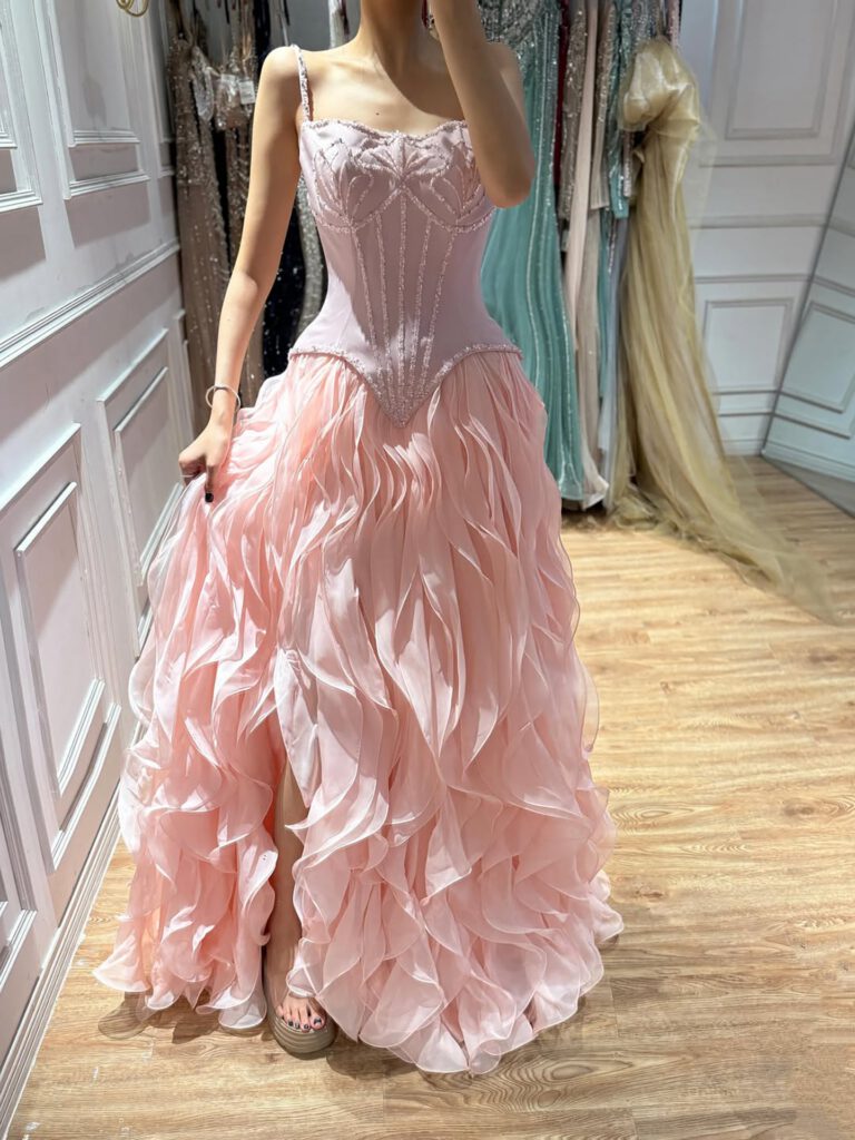 Nove Dress Pink Beaded Evening Dress