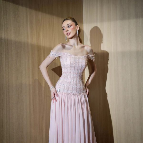 Nove Dress Pink Beaded Lace A-Line Evening Dress 1 - Nove Dress