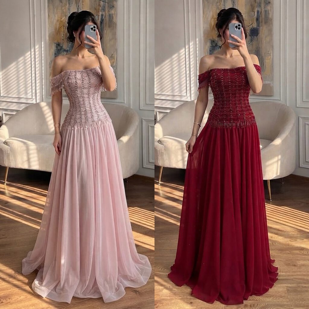 Nove Dress Pink Beaded Lace A-Line Evening Dress