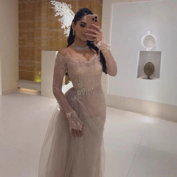 Nove Dress Pink Beaded Lace Mermaid Evening Dress 1 - Nove Dress