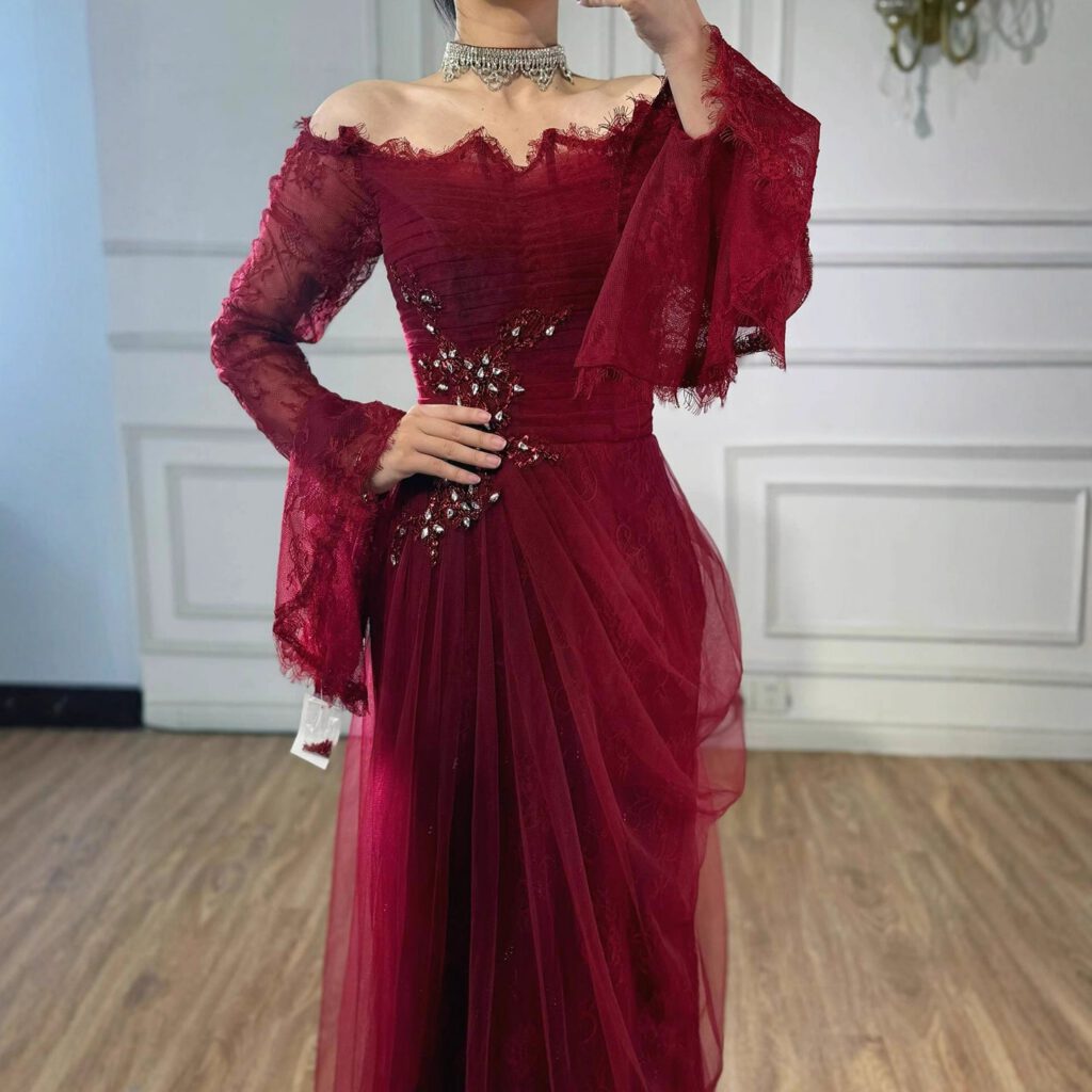 Nove Dress Pink Beaded Lace Mermaid Evening Dress