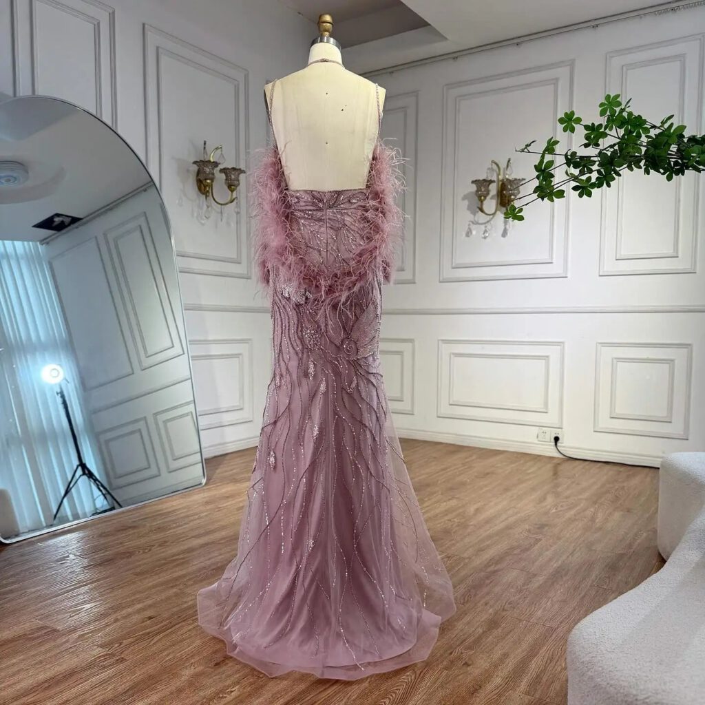 Nove Dress rosa Meerjungfrau Abendkleid mit Perlenstickerei