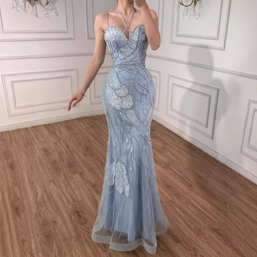 Nove Dress rosa Meerjungfrau Abendkleid mit Perlenstickerei