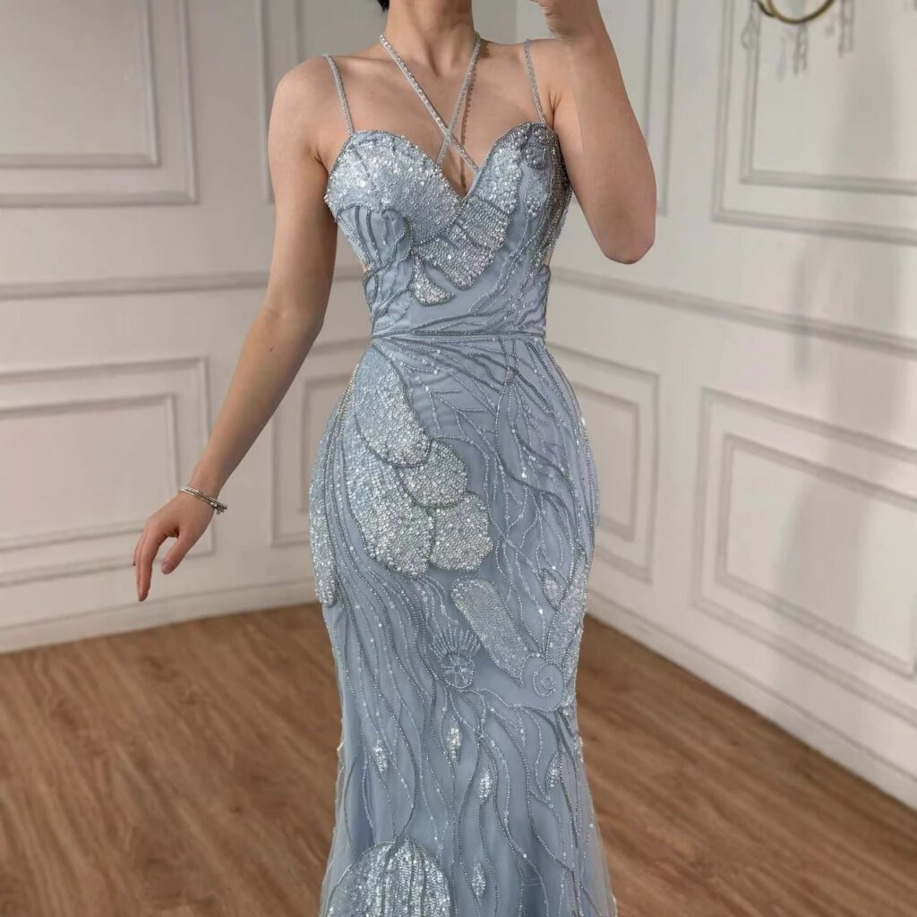Nove Dress rosa Meerjungfrau Abendkleid mit Perlenstickerei