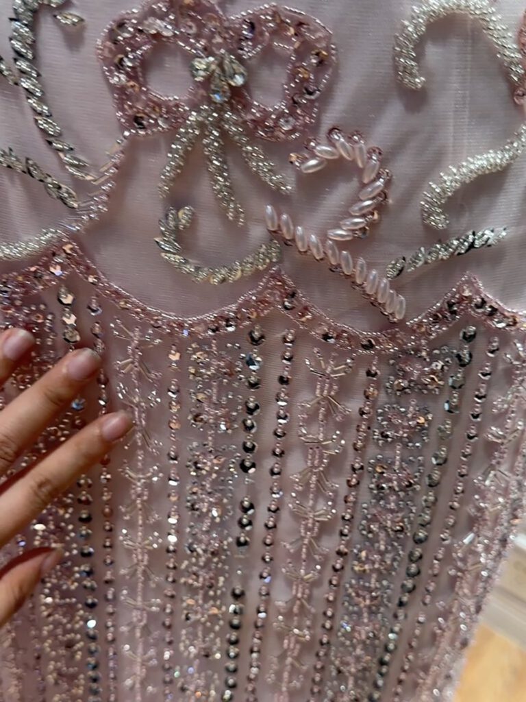 Nove Dress Pink Beaded Mermaid Evening Dress - Style