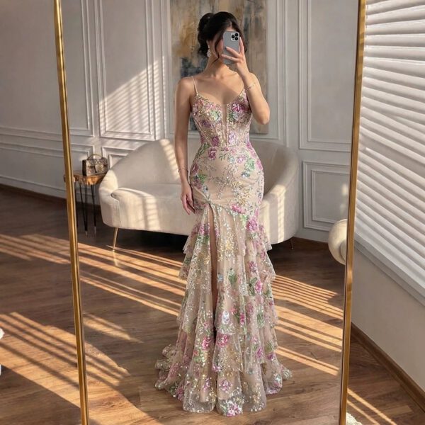 Nove Dress Pink Beaded Mermaid Evening Dress - Style LA73552E 1 - Nove Dress