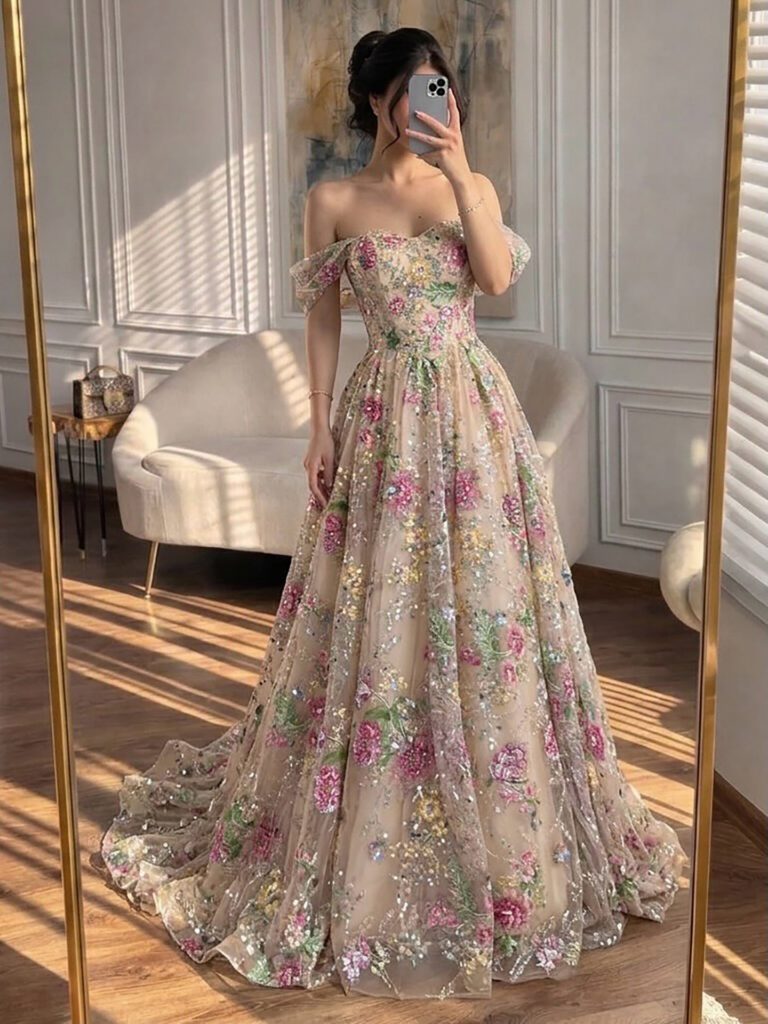 Nove Dress rosa A-Linie Abendkleid mit Perlenstickerei und trägerlosem Schnitt
