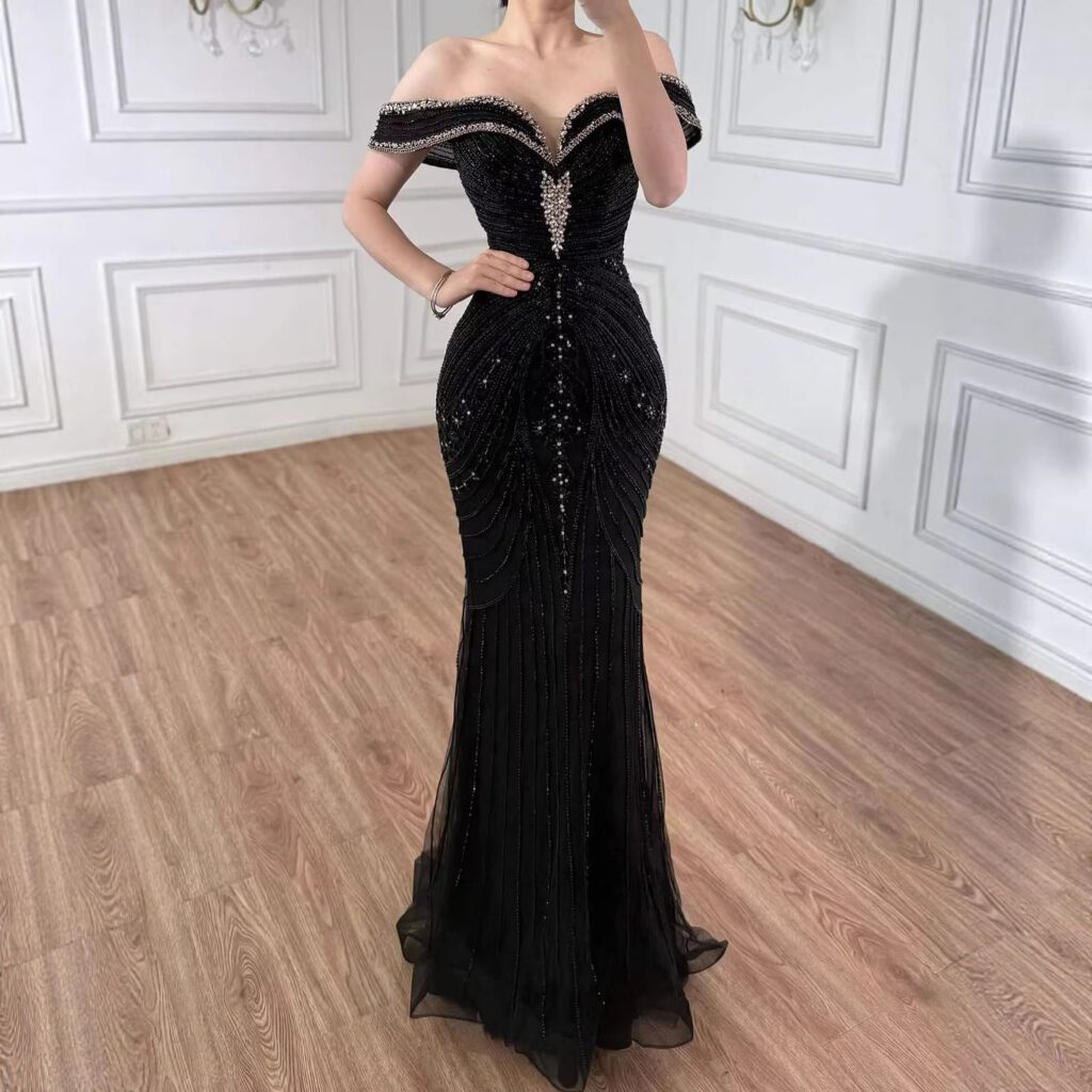 Nove Dress rosa Meerjungfrau Abendkleid mit Perlenstickerei und trägerlosem Schnitt