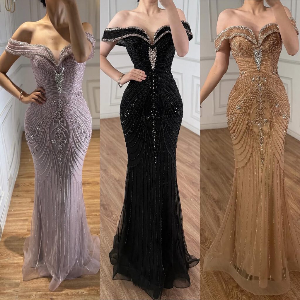 Nove Dress rosa Meerjungfrau Abendkleid mit Perlenstickerei und trägerlosem Schnitt