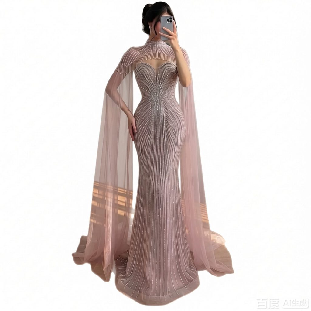 Nove Dress rosa Meerjungfrau Abendkleid mit Kristallbesatz