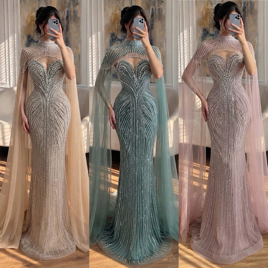 Nove Dress rosa Meerjungfrau Abendkleid mit Kristallbesatz