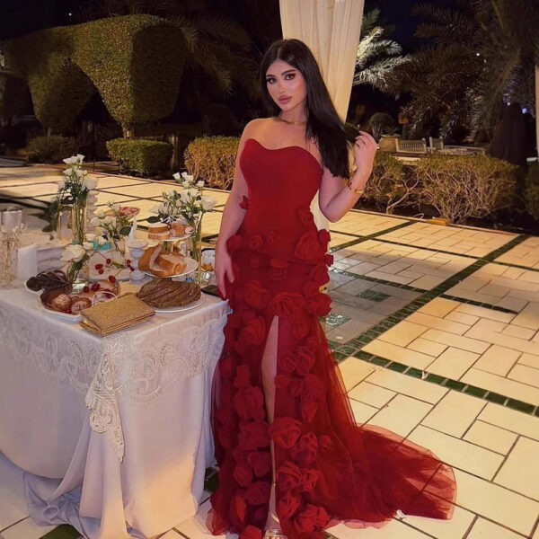 Nove Dress Pink High Slit Arabic Evening Dress - Style LA72568 1 - Nove Dress