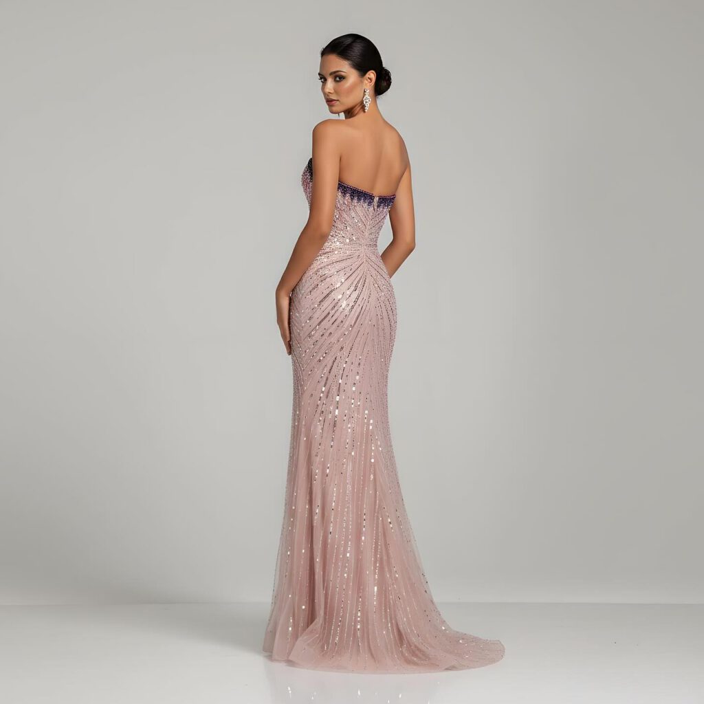 Nove Dress فستان سهرة وردي حورية البحر فتحة عالية عربي