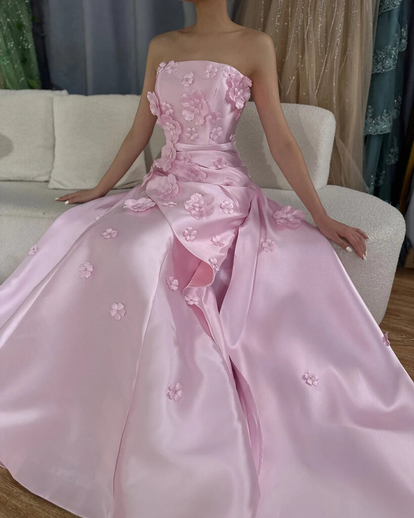 Nove Dress rosa Meerjungfrau Abendkleid mit Spitze und Satin im arabischen Stil
