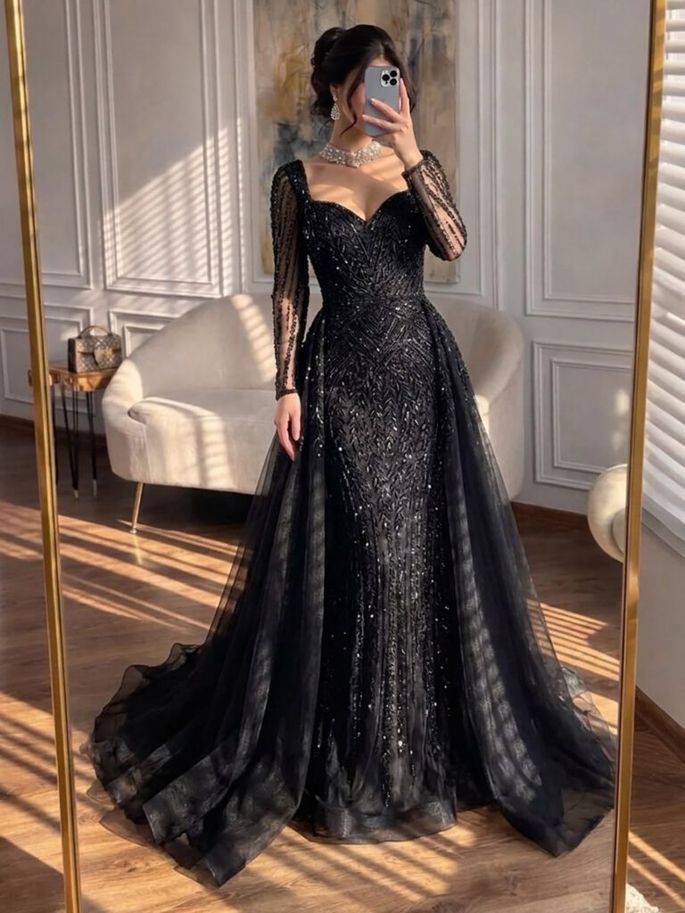 Nove Dress Pink Long Sleeve Arabic Evening Dress