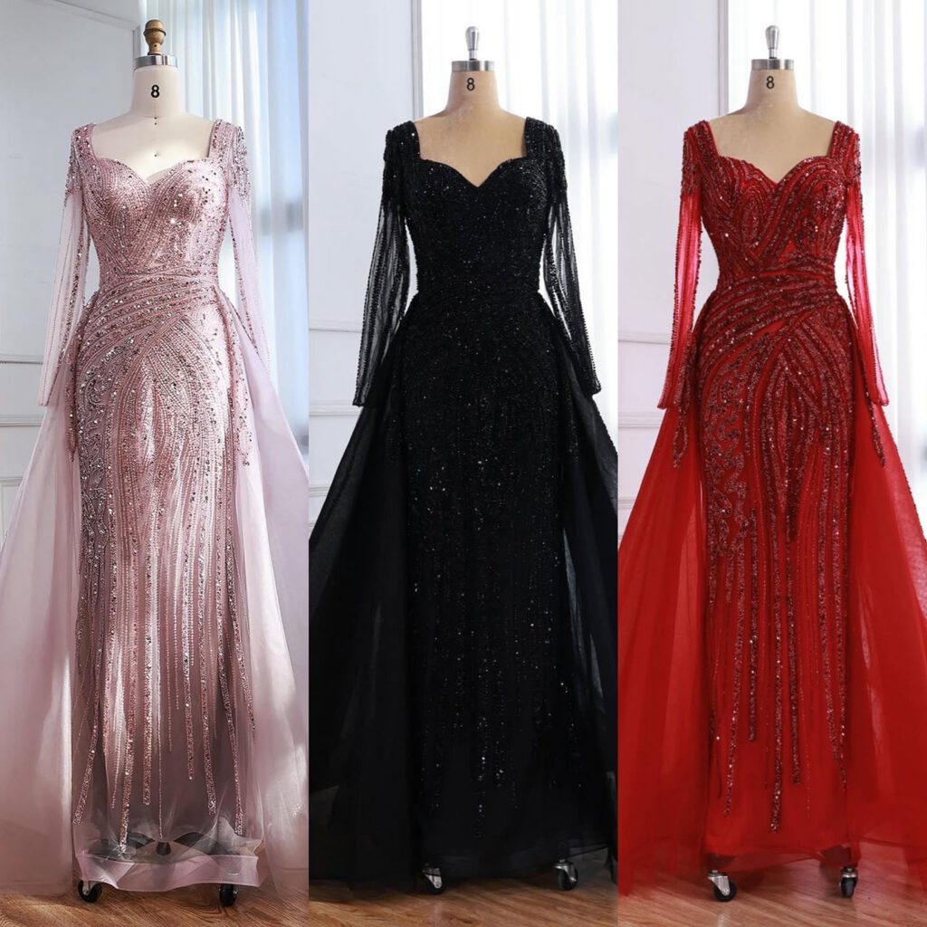 Nove Dress Pink Long Sleeve Arabic Evening Dress