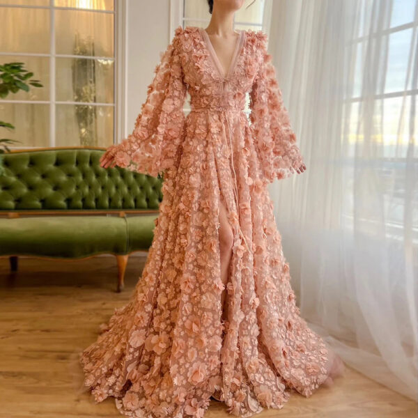 Nove Dress Pink Long Sleeve Evening Dress 1 - Nove Dress